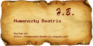 Humenszky Beatrix névjegykártya