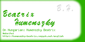 beatrix humenszky business card